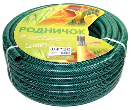 Шланг ПВХ поливочный армированный Родничок 3/4" 25м (зелёный)
