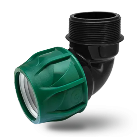 Колено компрессионное (угол) Poelsan 20 x ¾" с наружной резьбой